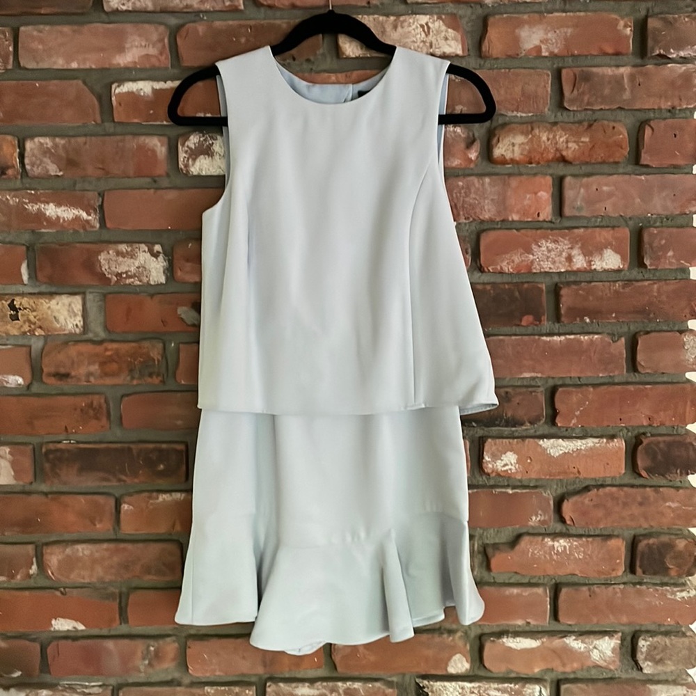 BCBGMaxazaria baby blue open back dress